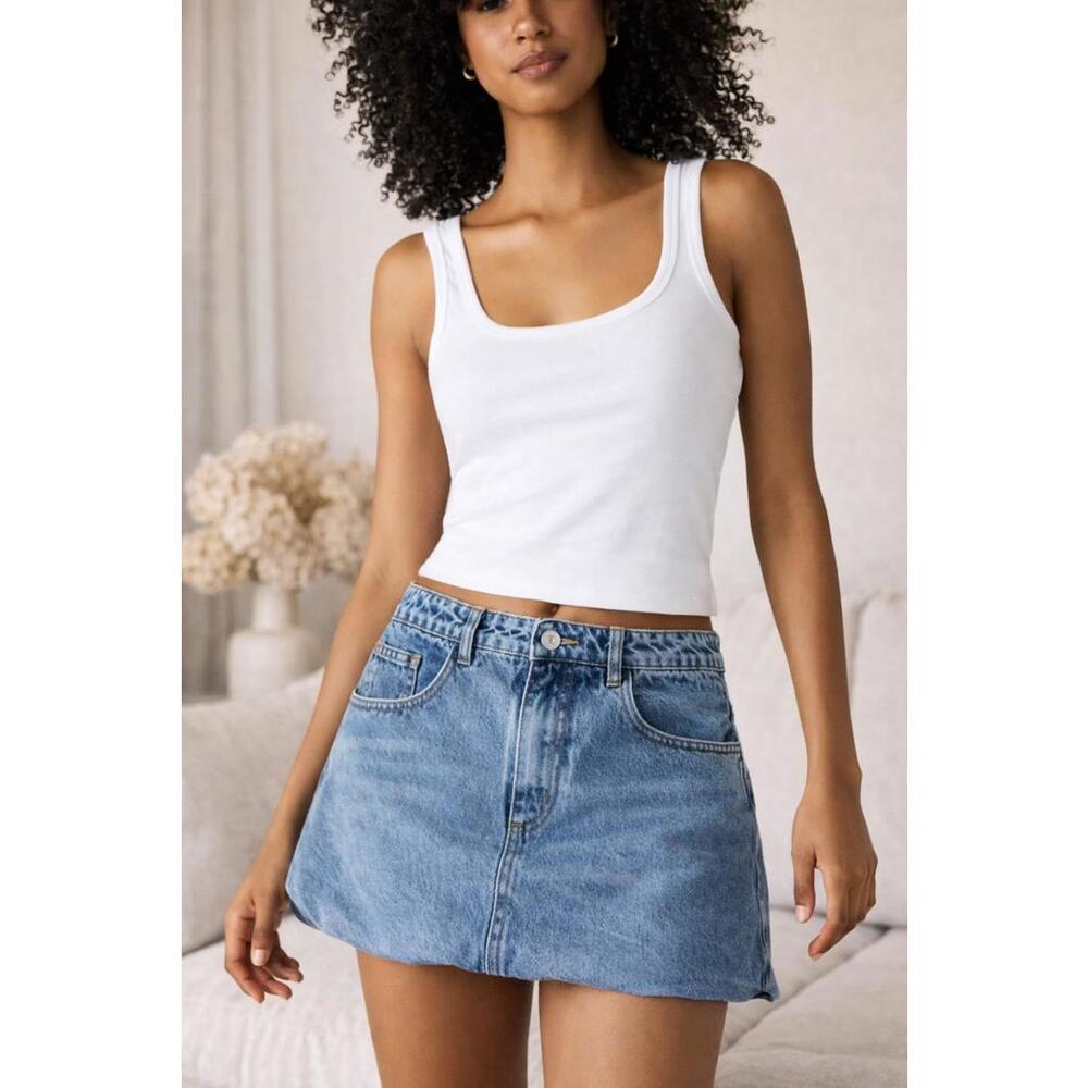 Steve Madden Simona denim mini bubble skirt size 29